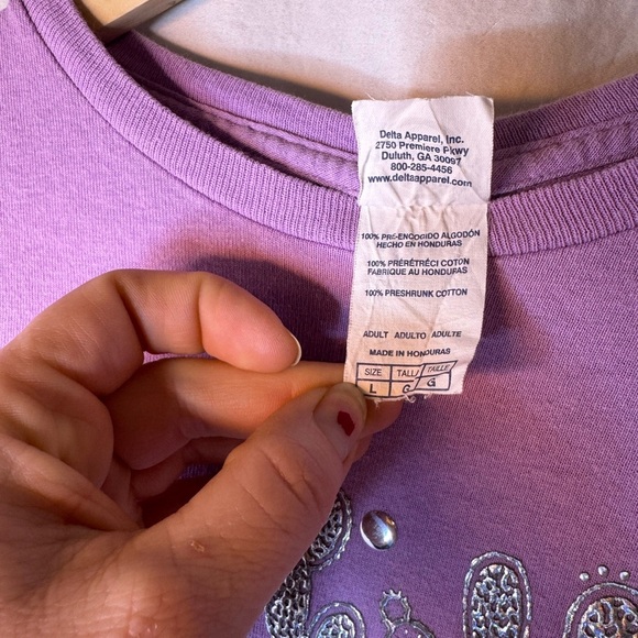 VNTG Metallic Cactus Gemstone Arizona Purple Shirt Size Large - Picture 5 of 7